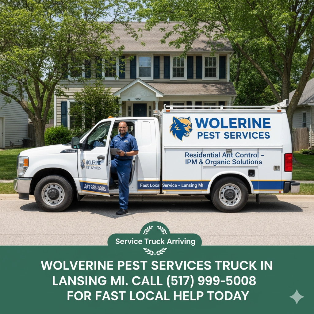 Wolverine Pest Services branded truck serving Michigan pest control customers